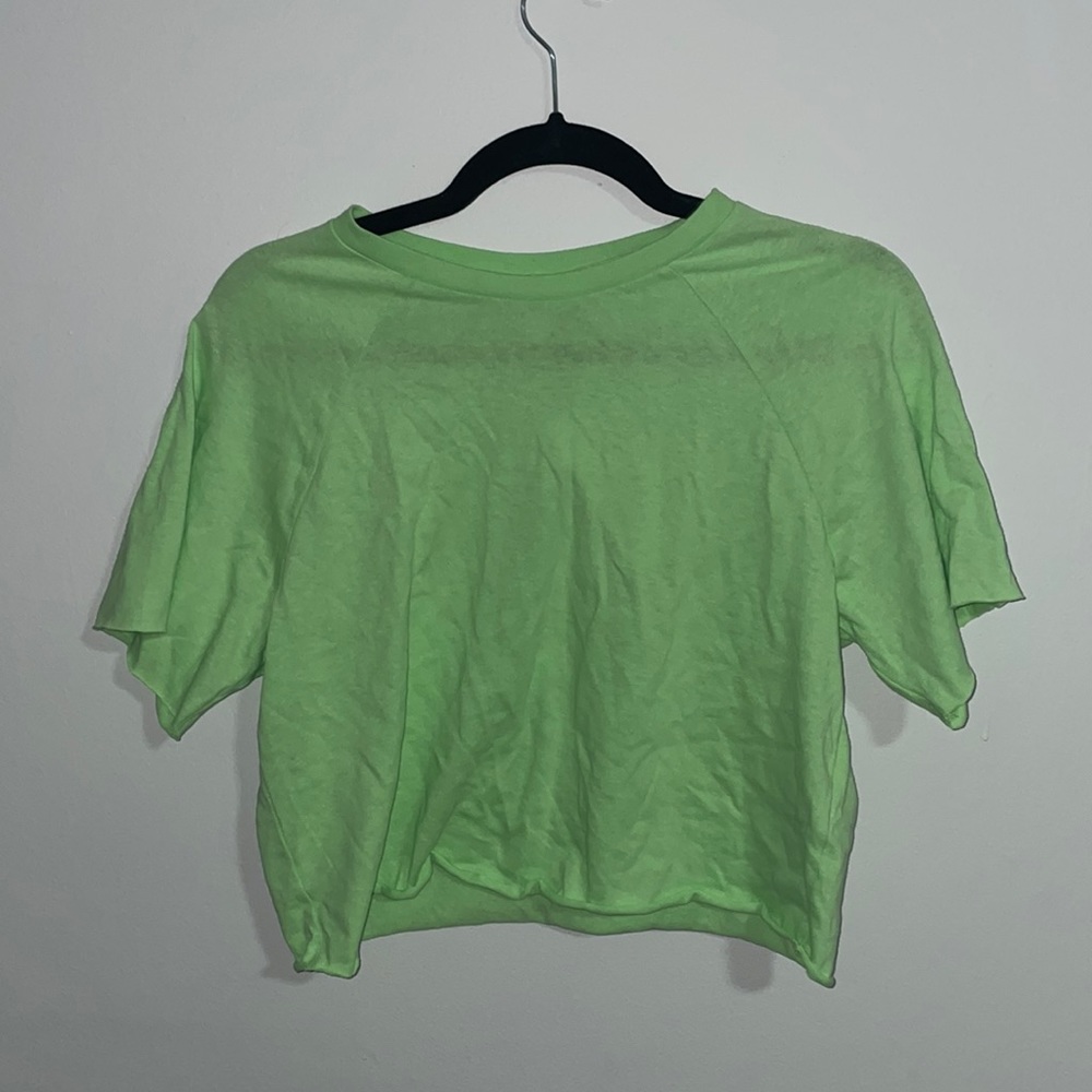 TOPSHOP Cropped Lime Green Shirt